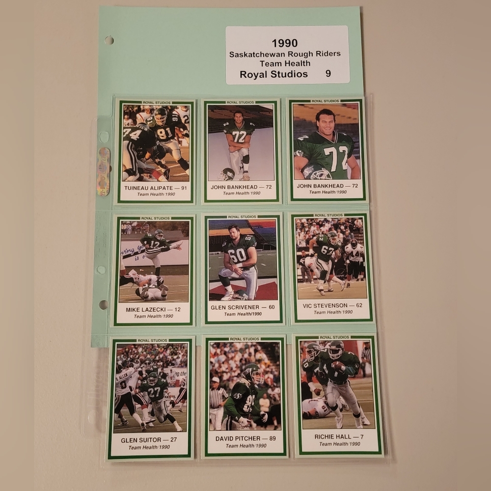 1990 Saskatchewan Roughriders Team Health Card Set